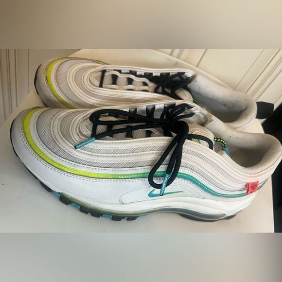 Nike Air Max 97 WW Men's Size 10.5 White/Blue Fury-Volt-Black CZ5607 100 RARE!
